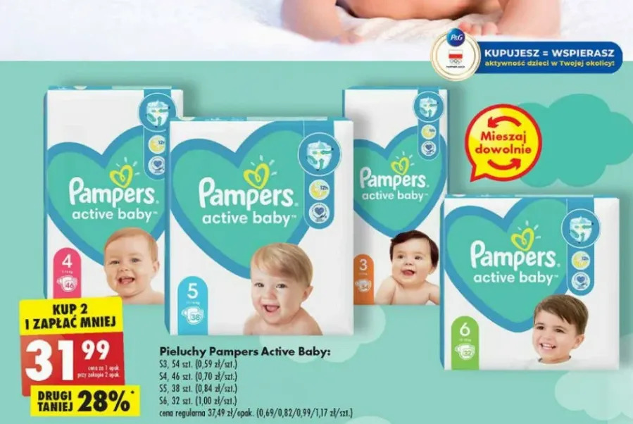 pampers active baby 3 opakowania