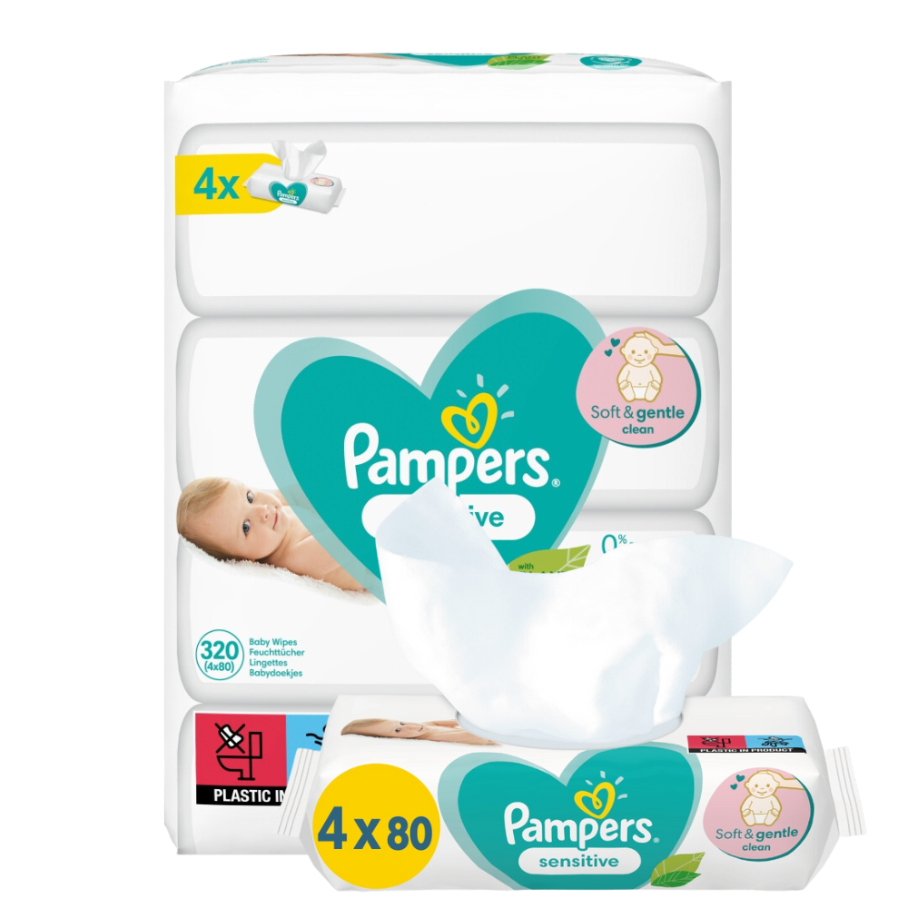 pampers sensitive chusteczki nawilżane 4 x 56 sztuk